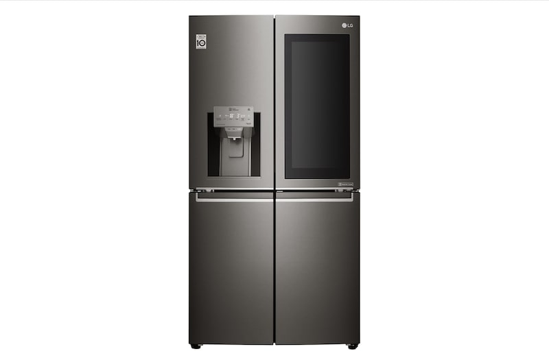 Front view of 708L French Door Fridge, with InstaView Door-in-Door®, in Black Stainless Steel GF-V708BSL